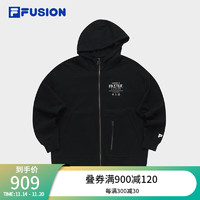 FILA FUSION斐乐潮牌针织连帽外套男2023冬时尚简约纯棉上衣 正黑色-BK 185/104A/XXL