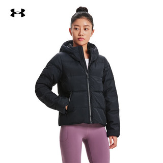 安德玛（UNDERARMOUR）秋冬ColdGear女子短款训练运动鸭绒羽绒服1378861 黑色001 S