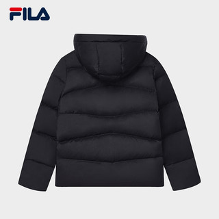 FILA 斐乐 女士羽绒服时尚休闲保暖宽松连帽上衣 正黑色-BK 165/84A/M