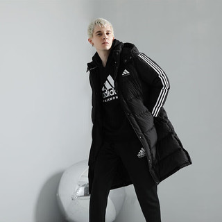 adidas 阿迪达斯 羽绒服男保暖外套加厚鸭绒长款羽绒服 黑白 2XL