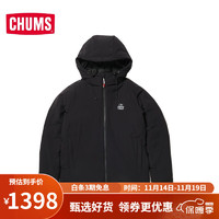 CHUMS洽洽鸟 日系潮流户外 秋冬男连帽羽绒服防风保暖外套CH04-1357 黑色/K001 L