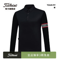 Titleist泰特利斯高尔夫服装男士长袖T恤23冬TOUR FIT男装保暖长袖POLO衫 黑色 L