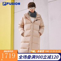 FILA FUSION斐乐潮牌款长款羽绒服保暖连帽上衣 暖糖咖-BN 170/92A/M