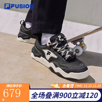 FILA FUSION斐乐潮牌男鞋KICK专业滑板鞋波浪底板鞋 黑/奶油白-BA 41