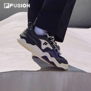 FILA FUSION斐乐潮牌男鞋KICK专业滑板鞋波浪底板鞋 黑/奶油白-BA 41