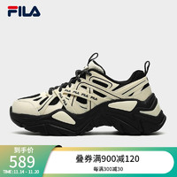 斐乐（FILA）女鞋老爹鞋运动鞋厚底鱼刺鞋休闲鞋 黑/珍珠色-BS 38.5