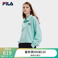 FILA 斐乐X MAGIC STICK 女子针织套头衫宽松纯棉卫衣 青湖绿-TQ 160/80A/S