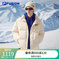 FILA FUSION斐乐潮牌款羽绒服时尚宽松立领男女装上衣 麦乳色-BG 175/96A/L