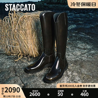 STACCATO 思加图 C大调擦色骑士靴超长靴高筒靴女皮靴ERC02DC3 原木棕(绒里) 39