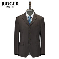 庄吉（Judger）商务休闲男士羊毛西服外套上衣时尚宽条纹毛料西装 棕色条纹 175/100B