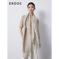 ERDOS 几何图案提花绒毛混纺舒适保暖围巾女士披肩 浅驼 180cmX45cm