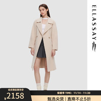 歌力思（ELLASSAY）羊毛骆驼绒毛呢大衣女EWD344D04100 象牙白 XS