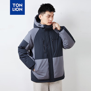 唐狮 TONLION羽绒服男23冬季连帽拼接短款 湛蓝 S