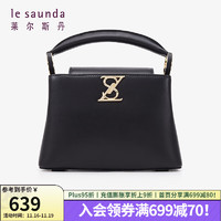 莱尔斯丹 le saunda 冬时尚通勤饰扣单肩包女士斜挎包女包4TH7788 黑色 BKL X