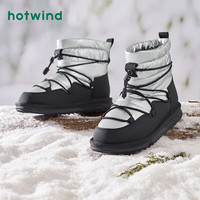 热风冬季女士雪地靴加绒保暖加厚防水防滑棉鞋厚底防寒靴子 113银黑 35