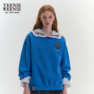 Teenie Weenie小熊加绒卫衣女20宽松基础圆领套头落肩加绒卫衣女 蓝色 175/XL