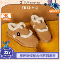 TEENMIX 天美意 靴子女商场同款史迪奇联名保暖短靴女雪地靴2023冬BI101DM3 焦糖棕 36