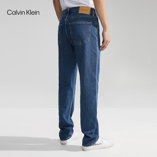 卡尔文·克莱恩 Calvin Klein Jeans男士休闲通勤简约贴章微弹水洗牛仔裤40TM735 E5D-牛仔蓝 29