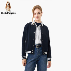 Hush Puppies 暇步士 女装2024春美式复古学院风休闲棒球服外套 519花灰 M