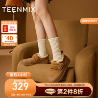 TEENMIX 天美意 雪地靴棉鞋舒适休闲加绒保暖通勤休闲鞋女2023冬CPX22DM3 棕色 36