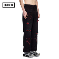 英克斯（inxx）RECYANCLE 时尚潮牌宽松休闲牛仔裤直筒裤RKD4220828 黑色 XS