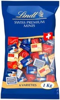 Lindt 瑞士莲 Lindor 那不勒斯超浓牛奶巧克力，159块， 1袋装 （1 x 1公斤）