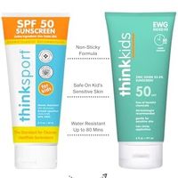 thinksport 儿童 SPF 50+ 矿物防晒霜 – 、的儿童防晒霜  纯素、适合珊瑚礁的防晒乳液，6 盎司 177ml