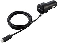ELECOM 宜丽客 车载充电器 USB Type-C数据线一体 1.5米 3.0A 带指示灯 黑色 MPA-CCC07BK