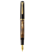 Pelikan 百利金 808842 - M200 经典系列钢笔，棕色/黑色，细节 24 K 金，不锈钢笔尖，F 号