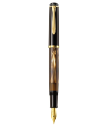 Pelikan 百利金 808842 - M200 经典系列钢笔，棕色/黑色，细节 24 K 金，不锈钢笔尖，F 号