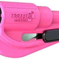 resqme 锐救 原装钥匙扣汽车紧急逃生工具，2 合 1 带切割器和破窗器，美国制造，粉色 - 小巧型紧急锤