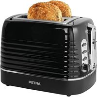 PETRA 佩特拉 PT5573BLKVDE 烤面包机 – 2 个吐司槽,带内置面包加热支架,适用于糕点