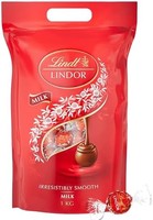 Lindt 瑞士莲 LINDOR 巧克力球全脂奶 | 1 公斤袋入口即化 |散装巧克力礼物