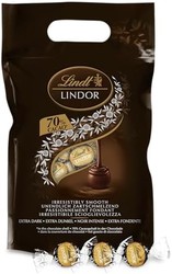 Lindt 瑞士莲 LINDOR 超黑巧克力球|含 70% 可可的黑巧克力 ，1千克（1 件装）