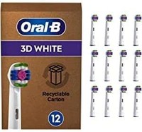 Oral-B 欧乐-B 欧乐B 3D White电动牙刷头，采用 CleanMaximiser 技术，斜角刷毛，12 件装，白色