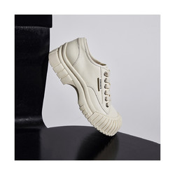 STACCATO 思加图 2023冬季新款时尚板鞋饼干鞋厚底复古休闲鞋系带小白鞋