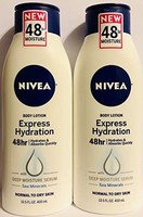 NIVEA 妮维雅 身体乳 - Express Hydration - 含海洋矿物 - 净重13.5 液体盎司（400毫升）/瓶 - 2瓶装