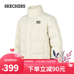 SKECHERS 斯凯奇 男女同款户外短款羽绒服 037-034H珍珠米白