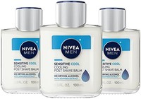 NIVEA 妮维雅 MEN 敏感凉爽须后膏，含维生素 E、洋甘菊和海藻提取物，3 瓶装，每瓶 3.3 液体盎司 100ml