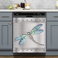 蜻蜓不锈钢拉丝图案洗碗机磁铁盖面板家用电器