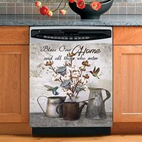 复古花束洗碗机盖前门面板,棉质花朵洗碗机磁铁盖祝福家庭冰箱贴花冰箱磁