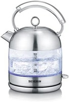 SEVERIN 复古玻璃水壶，功能强大且紧凑的水壶，高品质复古设计，电水壶，玻璃/拉丝不锈钢，WK 3459