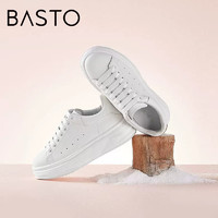 BASTO 百思图 2023春季新款商场同款摇摇底小白鞋板鞋女休闲鞋ZWZ78AM3