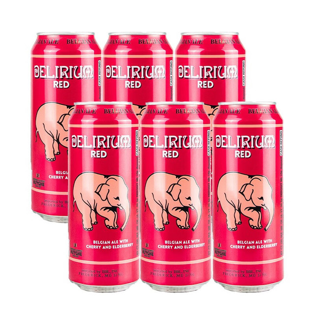 DELIRIUM 粉象  听装 精酿果啤 啤酒500ml*6听 比利时进口 樱桃粉听装