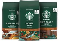 STARBUCKS 星巴克 中度烘焙全豆咖啡 — 多种包装 — 3 袋(每袋12 盎司/340克)