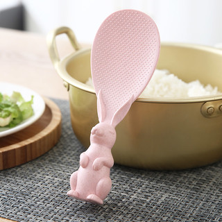 可立式米饭勺厨房小麦秸秆餐具可爱小兔子饭勺创意站立饭铲