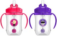 布朗博士 Baby's First Straw Cup 吸管吸管杯 - 粉色/紫色 - 9oz - 2pk - 6m+