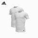 限尺码：adidas 阿迪达斯 男士圆领T恤 2件装 4A2M04