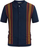 PJ Paul Jones 男式 Polo 衫复古条纹轻质针织高尔夫衬衫