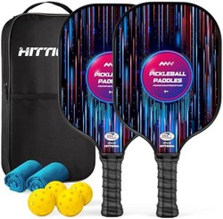 PEAK 匹克 球拍 2 件套 - USAPA 批准的轻质玻璃纤球套装,匹克球拍 2 件装,握感舒适,球桨设备带便携袋